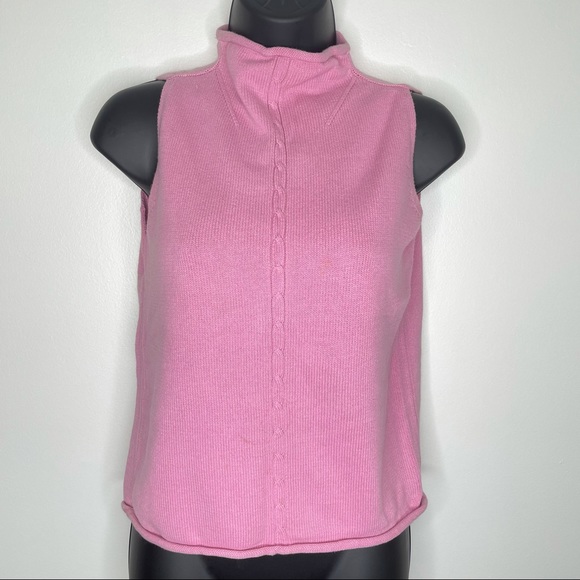 VTG 90s SML Sport Pink Mock Neck Sweater Vest - Picture 2 of 11